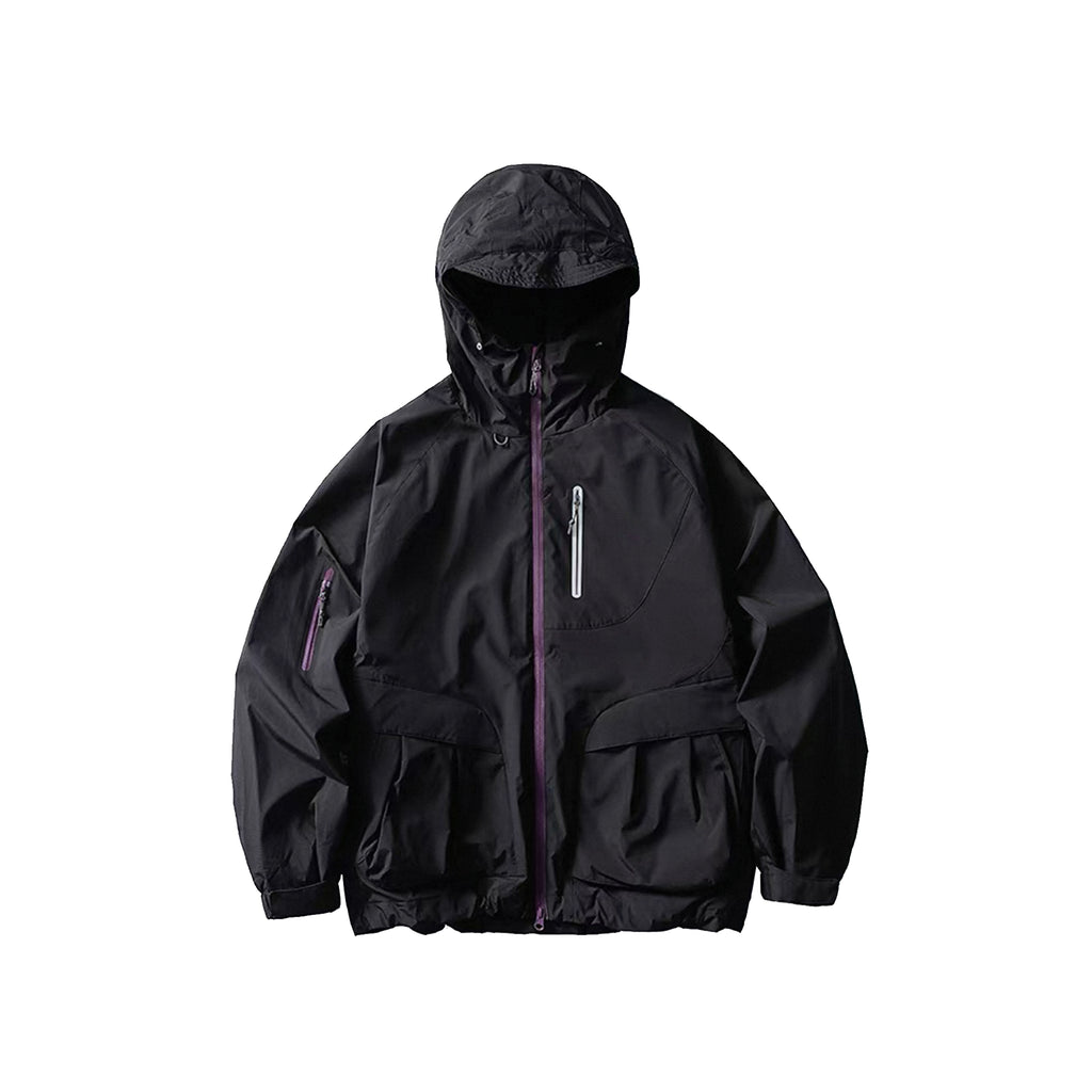 Outdoor Hiking Functional 3-Proof Water Repellent Windbreaker Color Block Zipper Cargo Jacket Coat for Men and Women