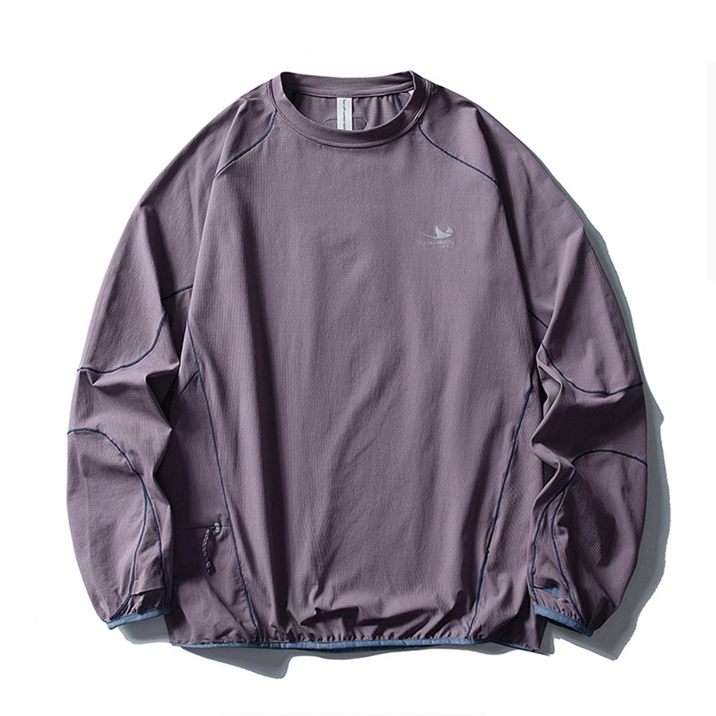 Men's Color-Block Quick-Dry SORONA Long Sleeve T-Shirt, Loose Casual Top for Spring & Autumn Outdoor