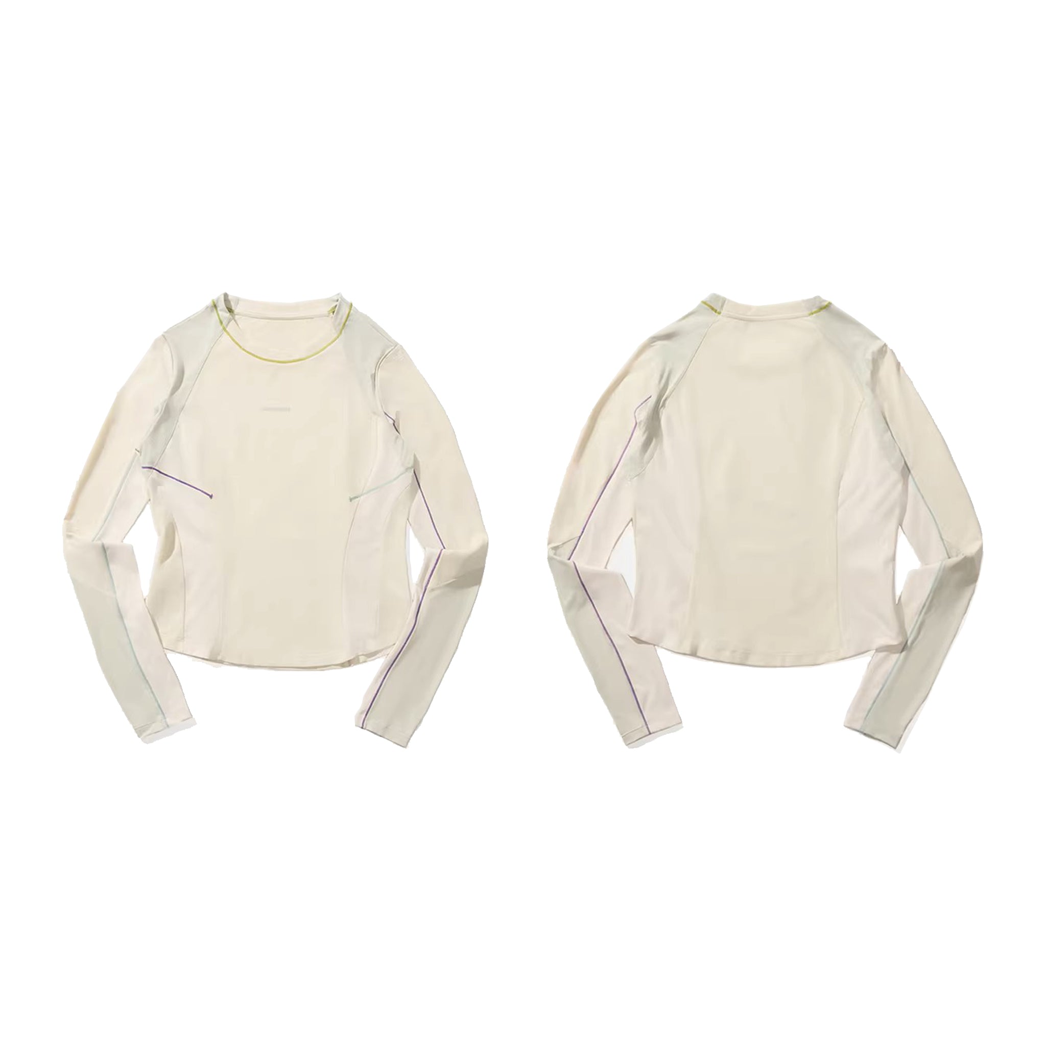 Women's 5A Antibacterial Color-Blocked Base Layer T-Shirt – Slim-Fit Long Sleeve for Outdoor & Fitness