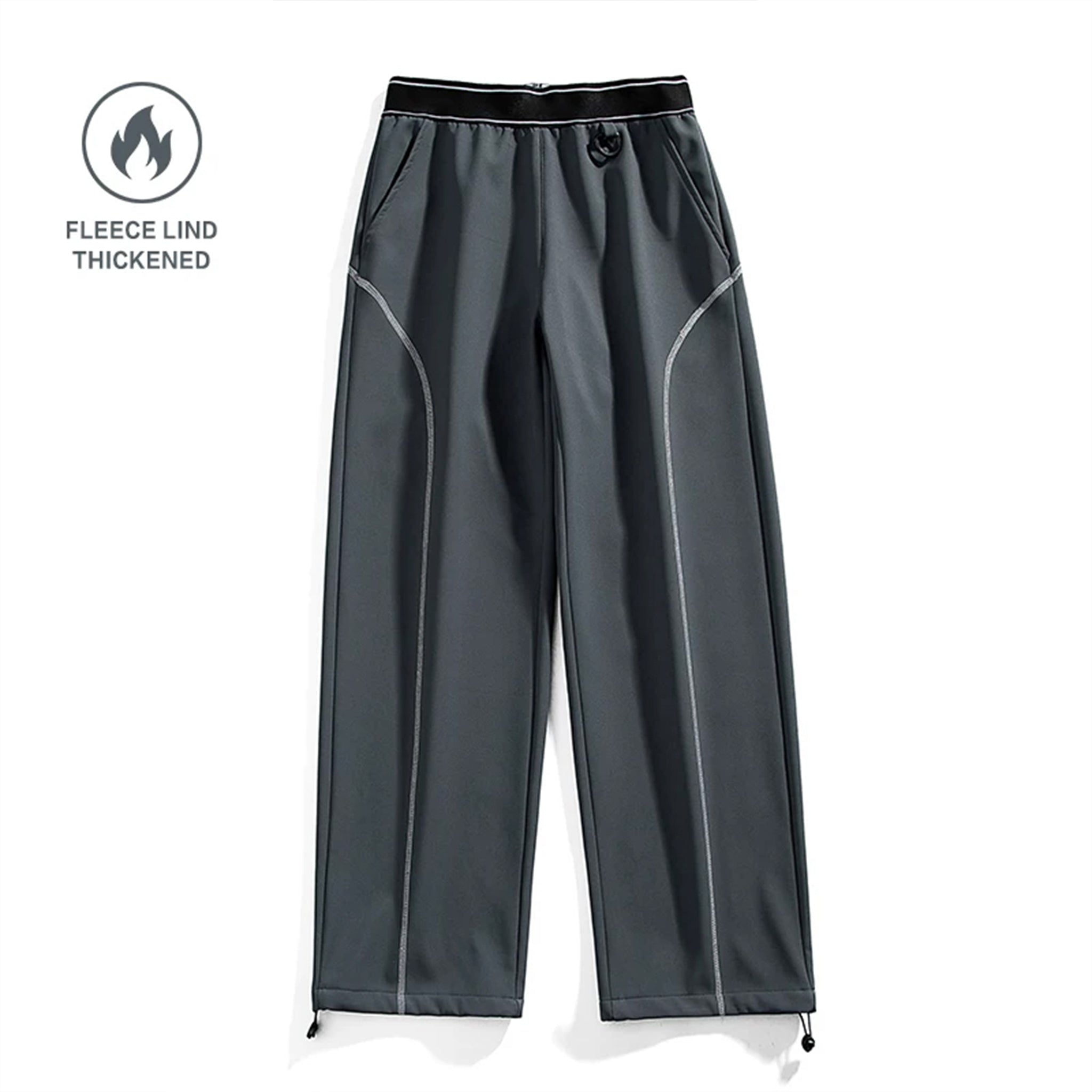 Men's & Women's Outdoor 3-Proof Water-Resistant Softshell Hiking Pants with Contrast Stitching, Fleece Lined Warm Trekking Trousers for Autumn & Winter