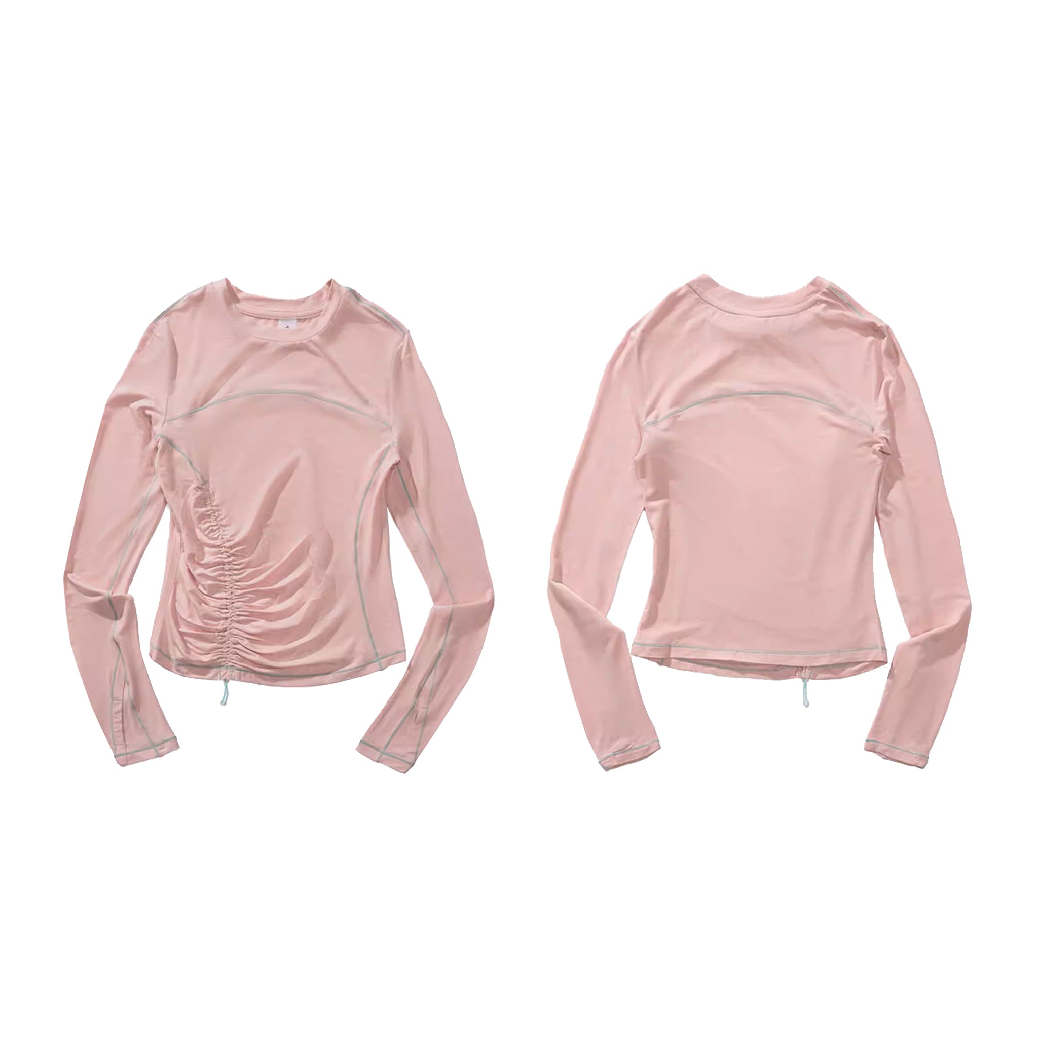 Women's Outdoor 5A Antibacterial Wool Blend Ruched Slim Fit Long Sleeve Crew Neck Tee