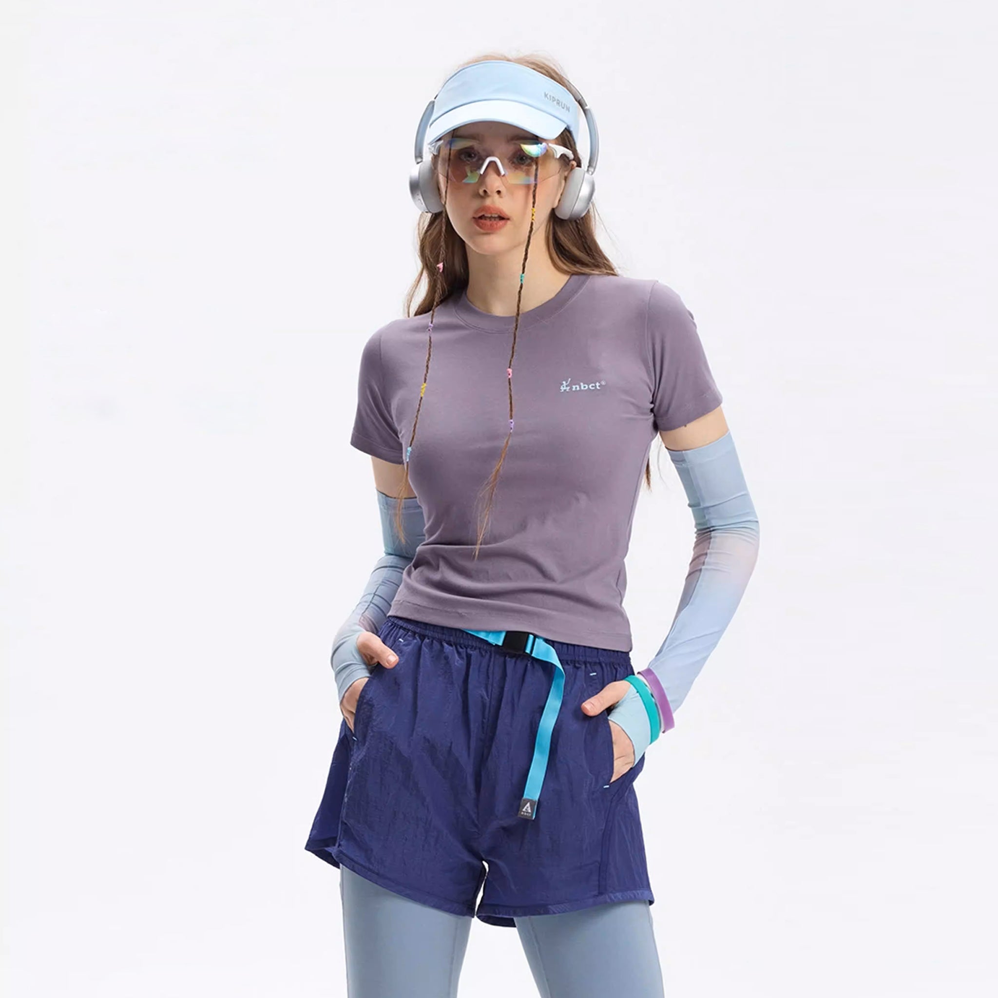 Women's Soft & High-Stretch Short Sleeve T-Shirt with Water-Resistant Shorts, Sports Set for Running, Fitness & Outdoor Activities