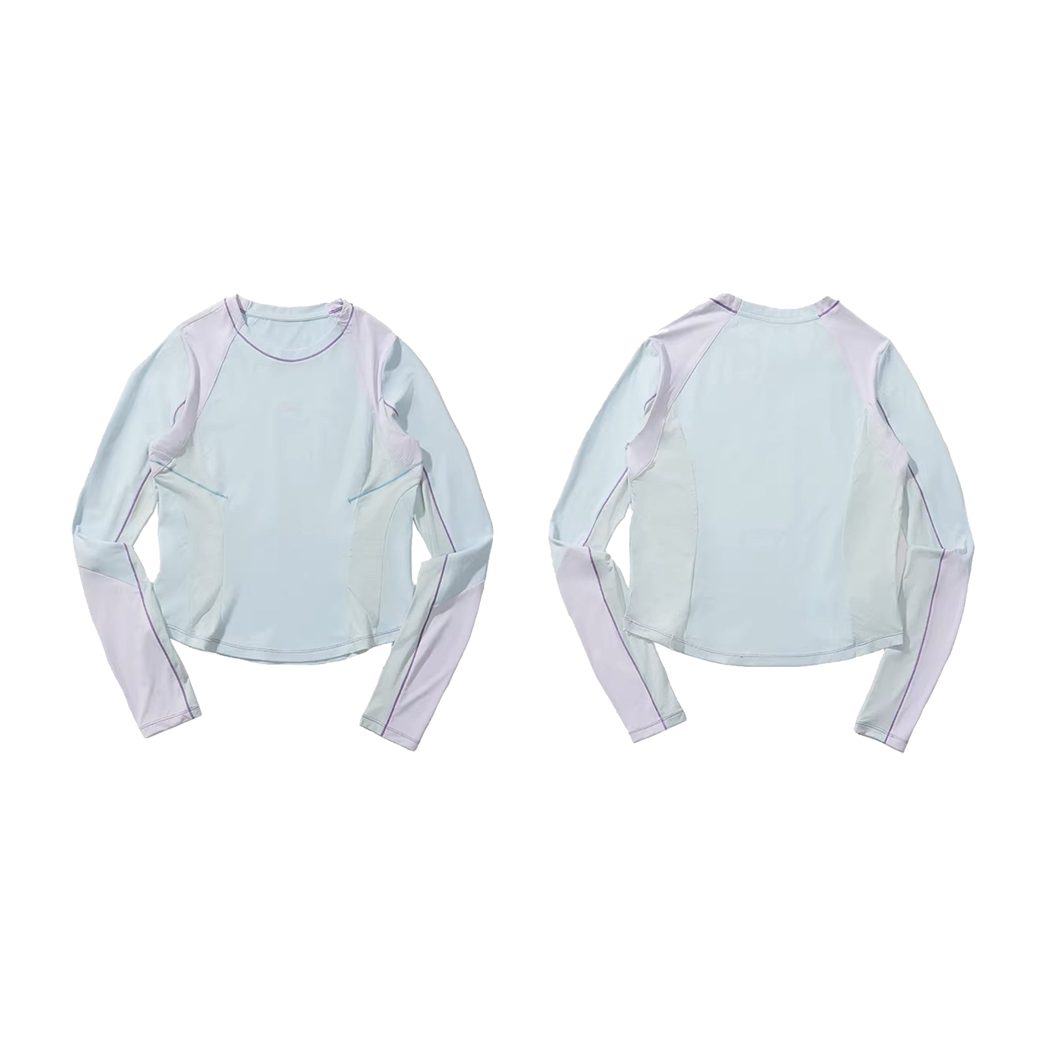 Women's 5A Antibacterial Color-Blocked Base Layer T-Shirt – Slim-Fit Long Sleeve for Outdoor & Fitness