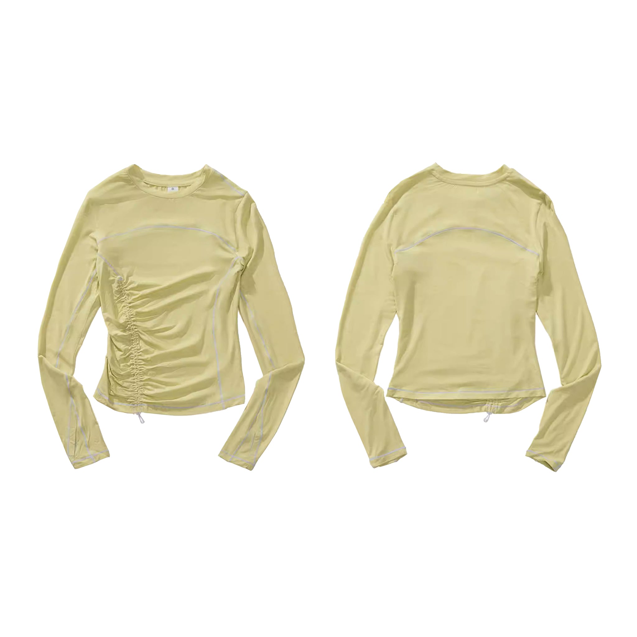 Women's Outdoor 5A Antibacterial Wool Blend Ruched Slim Fit Long Sleeve Crew Neck Tee