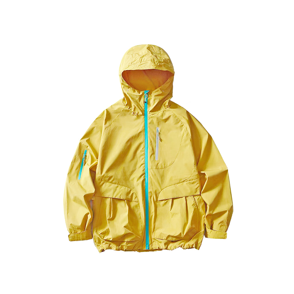Outdoor Hiking Functional 3-Proof Water Repellent Windbreaker Color Block Zipper Cargo Jacket Coat for Men and Women