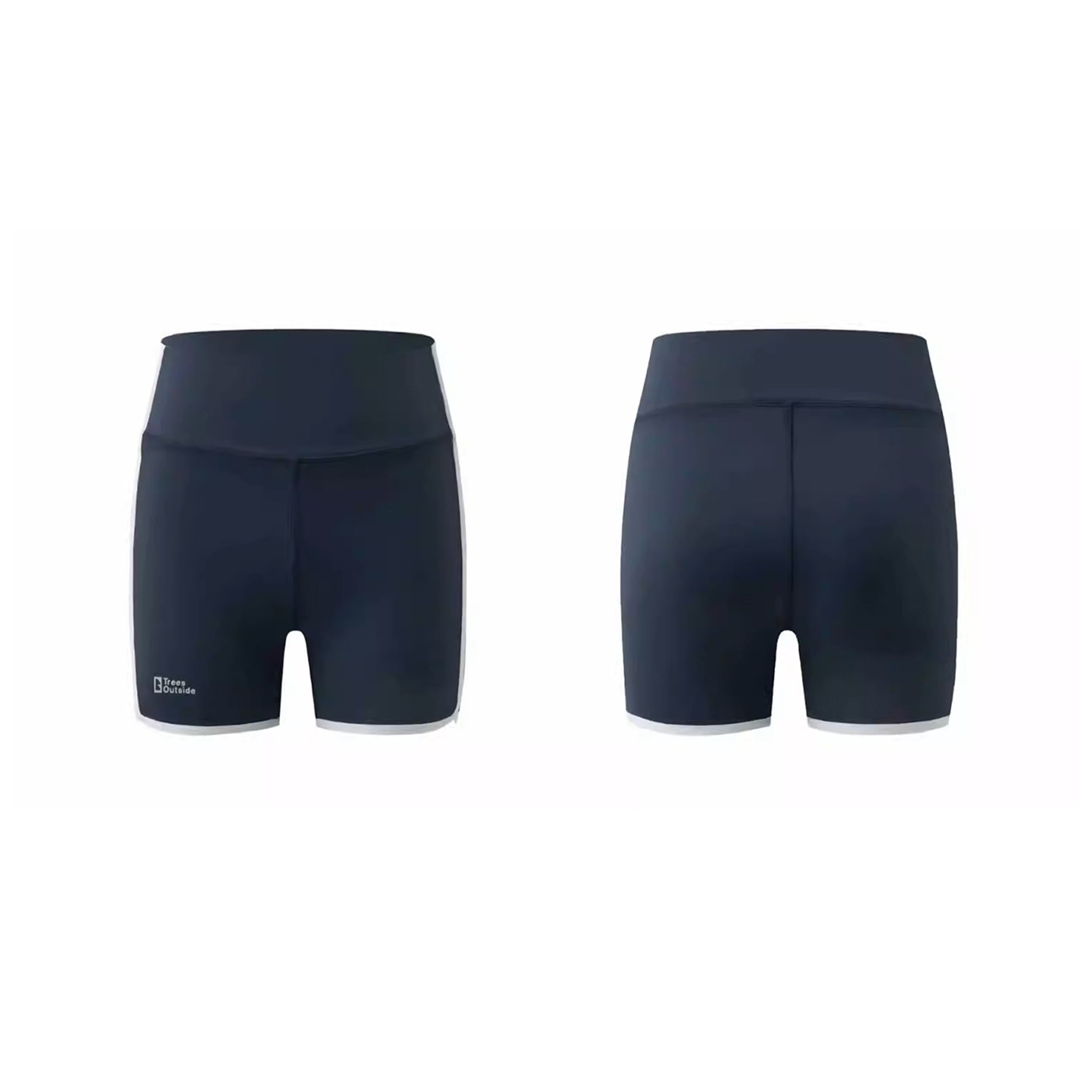 Women's Vintage Contrast Striped Sports Fitness Yoga Tight 3-Inch Biker Shorts