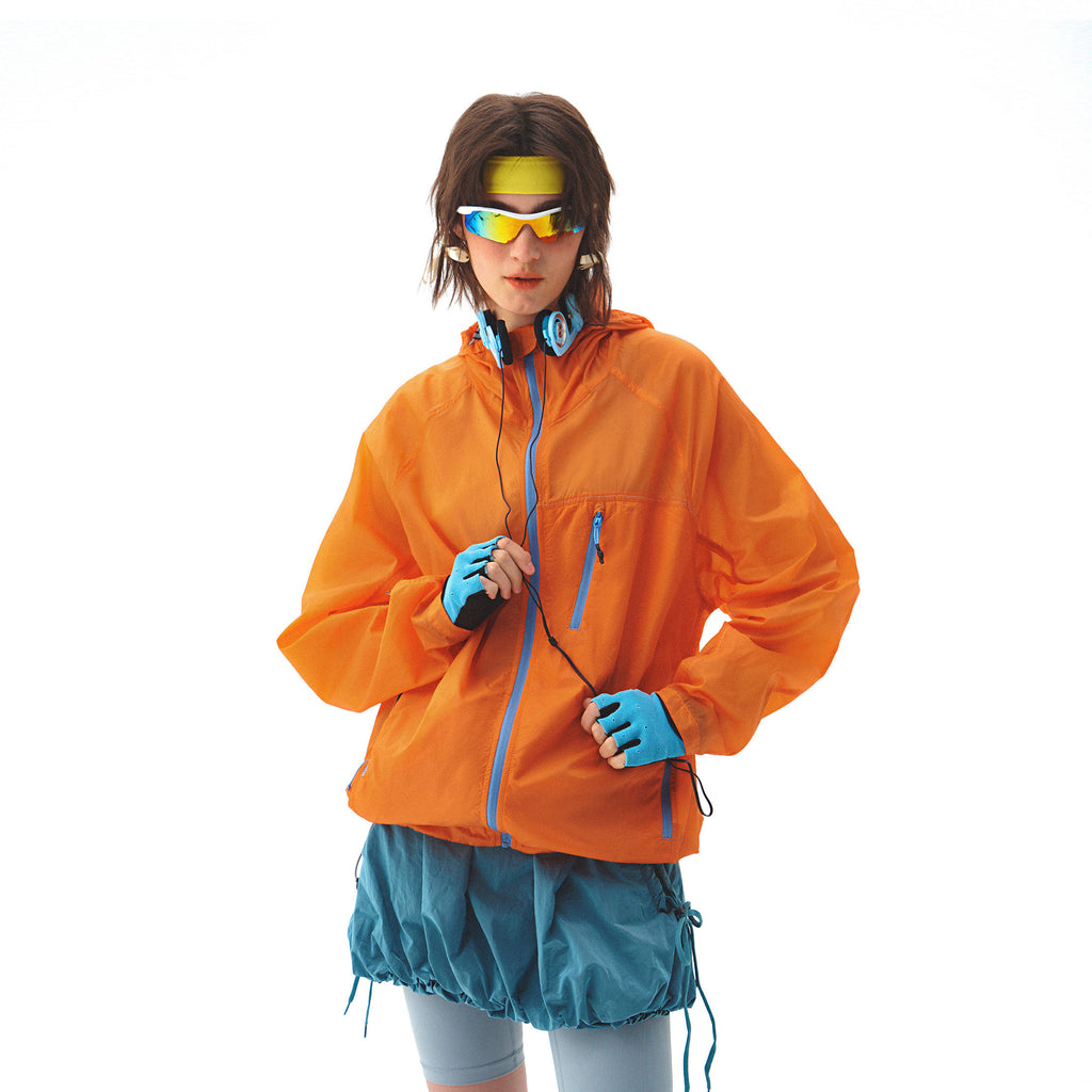 Outdoor UPF50+ Sun Protection Skin Coat, Water-Resistant Lightweight Packable Color-Block UV Jacket