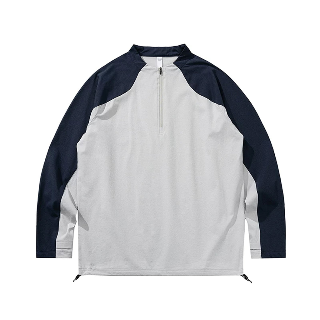 Men's Outdoor Quick-Dry Long Sleeve T-Shirt, Sun Protection Half-Zip Top for Hiking & Sports