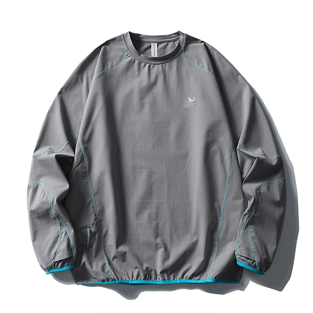 Men's Color-Block Quick-Dry SORONA Long Sleeve T-Shirt, Loose Casual Top for Spring & Autumn Outdoor