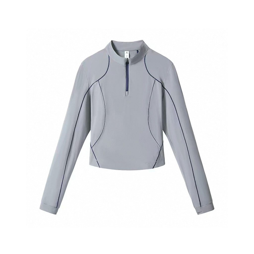 Women's Outdoor Moisture-Wicking Quick-Dry Long Sleeve T-Shirt, Slim-Fit Fleece Sports Top for Hiking and Trekking