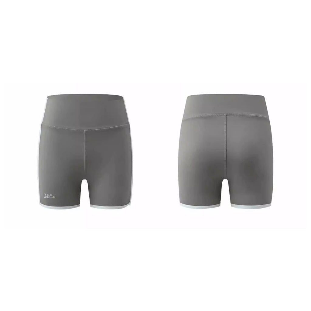 Women's Vintage Contrast Striped Sports Fitness Yoga Tight 3-Inch Biker Shorts