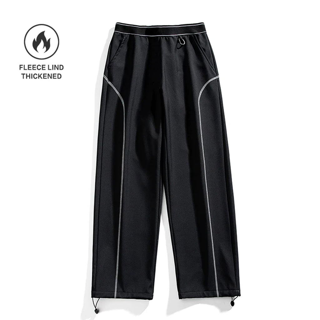 Men's & Women's Outdoor 3-Proof Water-Resistant Softshell Hiking Pants with Contrast Stitching, Fleece Lined Warm Trekking Trousers for Autumn & Winter