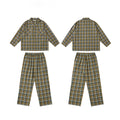 Unisex Blue & Yellow Gradient Plaid Loungewear Set, Spring & Autumn Pajamas