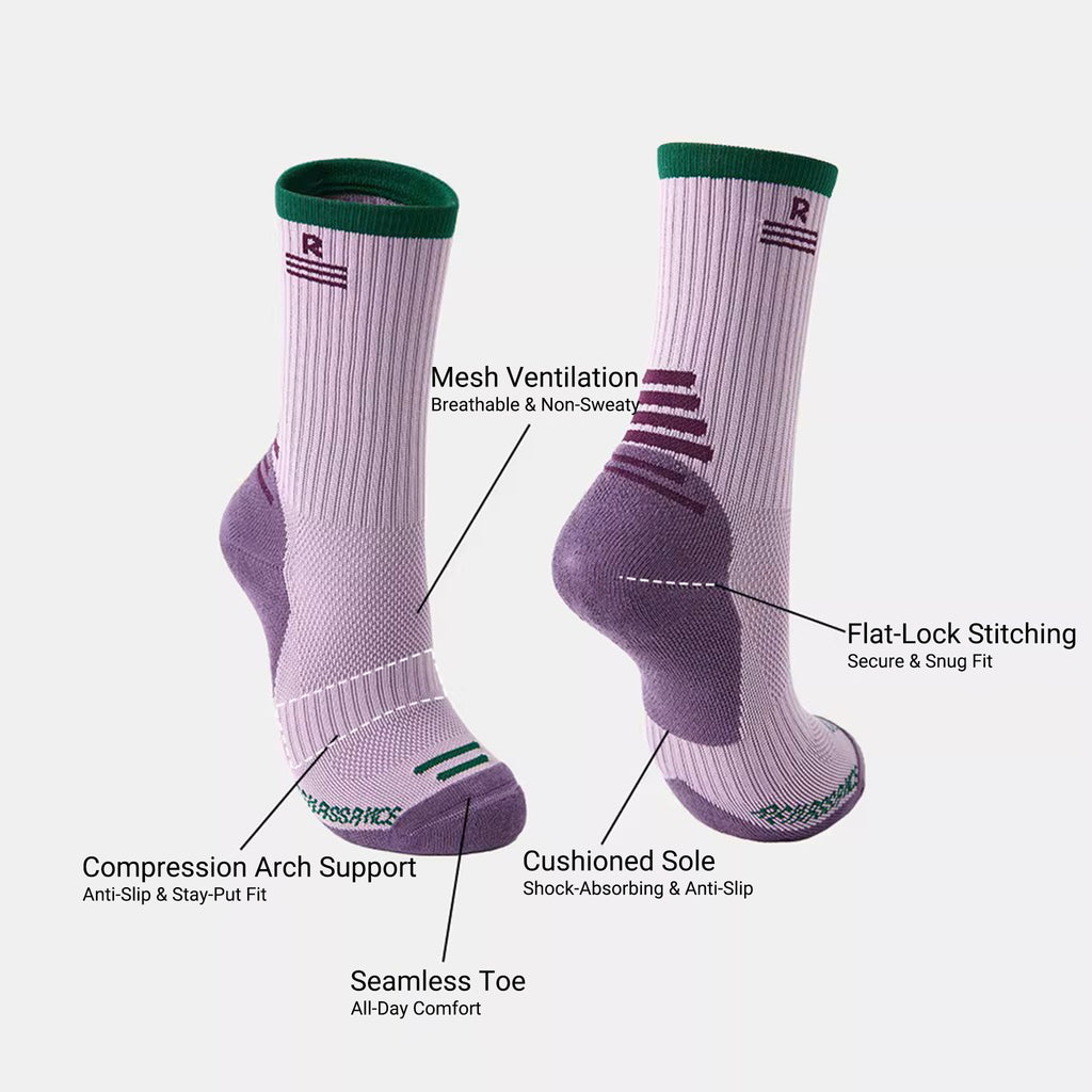 Women's Towel Bottom Sports Socks, Breathable & Moisture-Wicking, Color-Block Design for Running & Skipping Rope