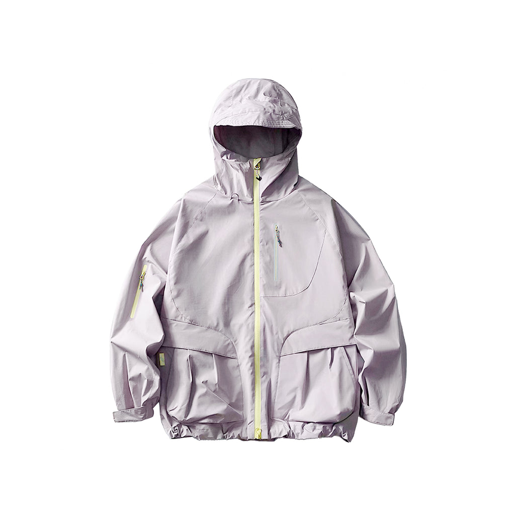 Outdoor Hiking Functional 3-Proof Water Repellent Windbreaker Color Block Zipper Cargo Jacket Coat for Men and Women