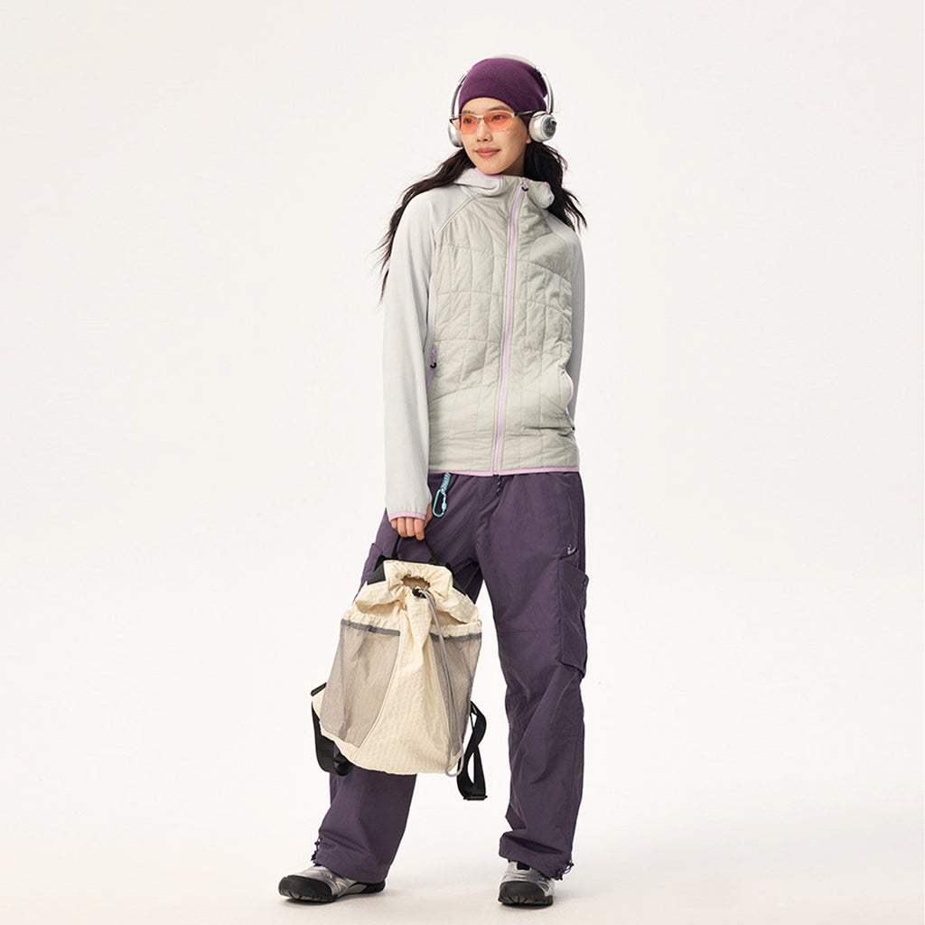Women's Outdoor Fleece Jacket for Autumn & Winter, Mountain Style Color-Block Cotton-Padded Coat, Lightweight Windproof Inner Jacket