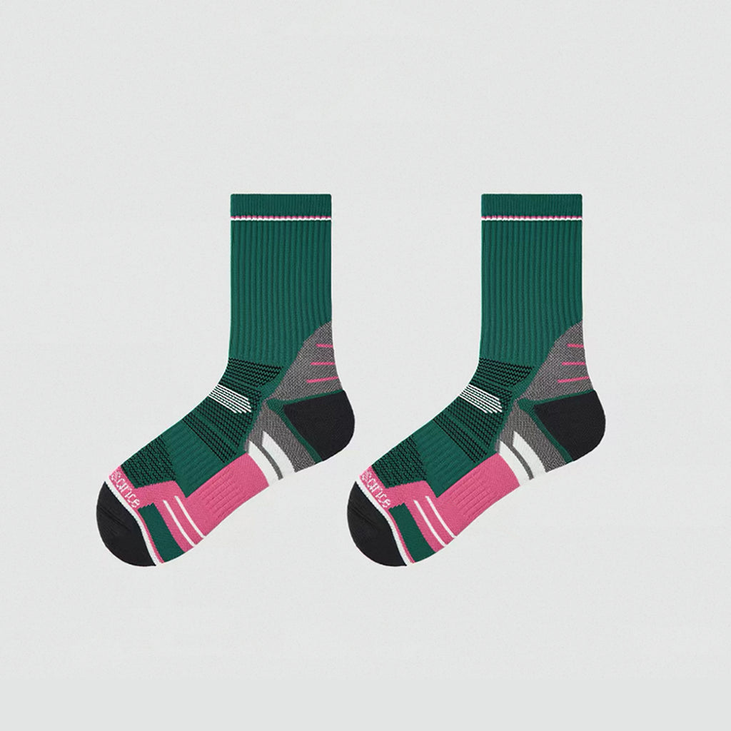 Women's Towel Bottom Sports Socks, Breathable & Moisture-Wicking, Color-Block Design for Running & Skipping Rope