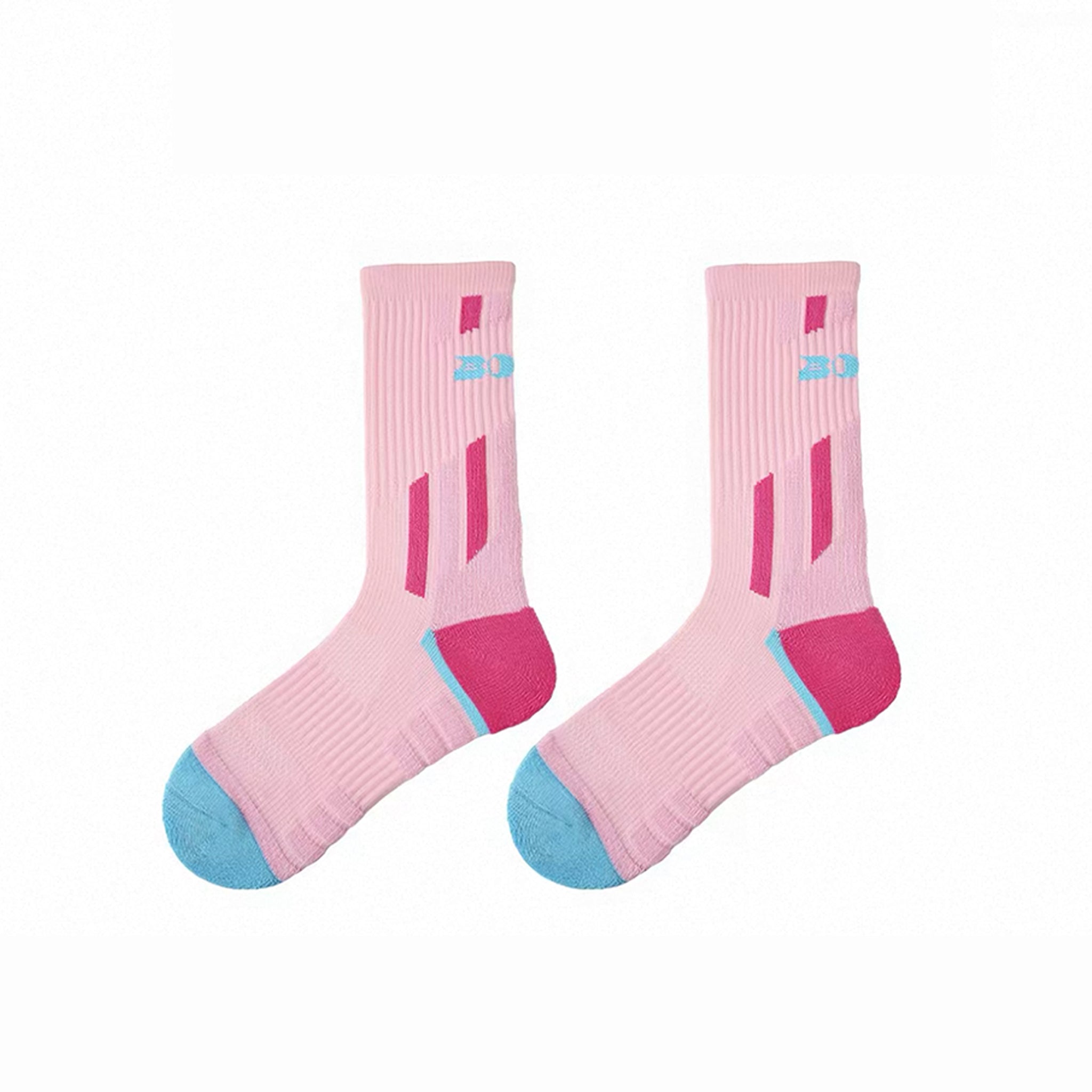 Women's Towel Bottom Sports Socks, Breathable & Moisture-Wicking, Color-Block Design for Running & Skipping Rope